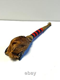 Native American Indian Deer Hoof Beaded Hand Dance Rattle 13 Inch 1880's-1910