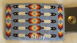 Native American Indian Hand Beaded Belt Buckle And Beaded Belt