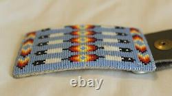 Native American Indian Hand Beaded Belt Buckle And Beaded Belt