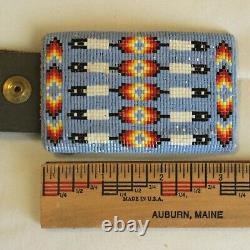 Native American Indian Hand Beaded Belt Buckle And Beaded Belt