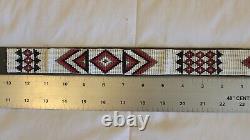 Native American Indian Hand Beaded Belt Buckle And Beaded Belt