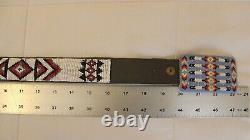 Native American Indian Hand Beaded Belt Buckle And Beaded Belt