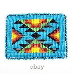 Native American Indian Hand Beaded Belt Buckle Cut Glass Beads Apache