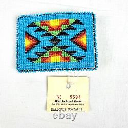 Native American Indian Hand Beaded Belt Buckle Cut Glass Beads Apache