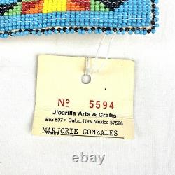 Native American Indian Hand Beaded Belt Buckle Cut Glass Beads Apache