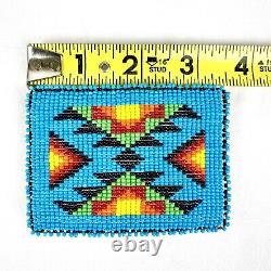 Native American Indian Hand Beaded Belt Buckle Cut Glass Beads Apache