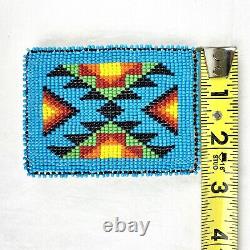 Native American Indian Hand Beaded Belt Buckle Cut Glass Beads Apache