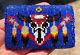 Native American Indian Leather Back Glass Hand Beaded Belt Buckle Scull Feathers