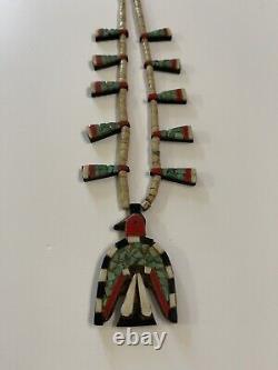 Native American Indian Necklace Santa Domingo Beaded Thunderbird Antique Old