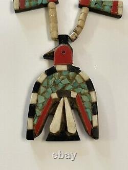 Native American Indian Necklace Santa Domingo Beaded Thunderbird Antique Old