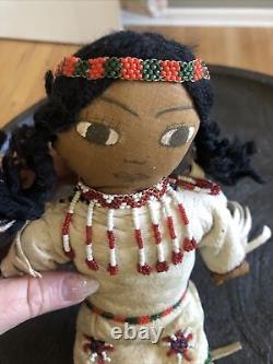 Native American Indian Plains 12 Doll, Leather Beaded Shoshone