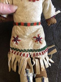 Native American Indian Plains 12 Doll, Leather Beaded Shoshone