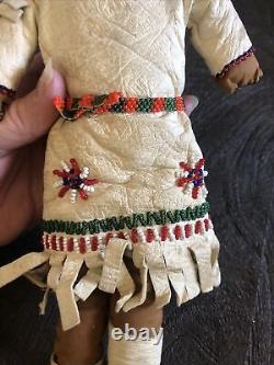 Native American Indian Plains 12 Doll, Leather Beaded Shoshone