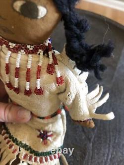 Native American Indian Plains 12 Doll, Leather Beaded Shoshone