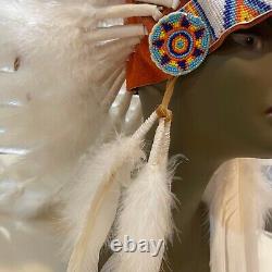 Native American Indian Reservation Headdress Chief Feather War Bonnet With Beads