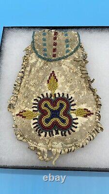 Native American Indian Sioux Beaded Spirit Or Medicine Bag & Tobacco Pouch