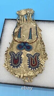 Native American Indian Sioux Beaded Spirit Or Medicine Bag & Tobacco Pouch