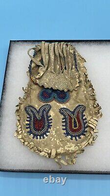 Native American Indian Sioux Beaded Spirit Or Medicine Bag & Tobacco Pouch