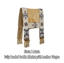 Native American Indian Sioux Lakota Saddle Blanket Buffalo Hide Beaded Handmade