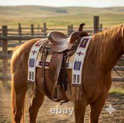 Native American Indian Sioux Lakota Saddle Blanket Buffalo Hide Beaded Handmade