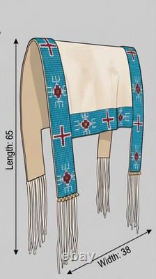 Native American Indian Sioux Lakota Saddle Blanket Buffalo Hide Beaded Handmade