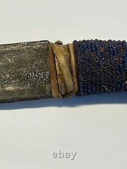 Native American Indian Skinning Knife Beaded Knife Handle 1900-1930s