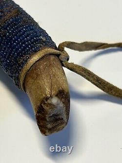 Native American Indian Skinning Knife Beaded Knife Handle 1900-1930s