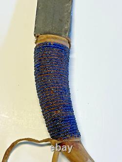 Native American Indian Skinning Knife Beaded Knife Handle 1900-1930s