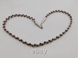 Native American Indian Sterling Silver Amethyst Stone Braided Beaded Necklace
