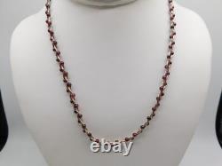 Native American Indian Sterling Silver Amethyst Stone Braided Beaded Necklace