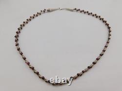 Native American Indian Sterling Silver Amethyst Stone Braided Beaded Necklace