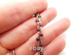 Native American Indian Sterling Silver Amethyst Stone Braided Beaded Necklace