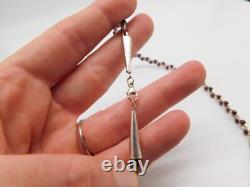 Native American Indian Sterling Silver Amethyst Stone Braided Beaded Necklace