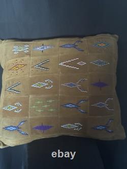 Native American Indian bead beaded pillow pin cushion suede