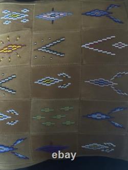 Native American Indian bead beaded pillow pin cushion suede