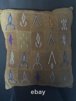 Native American Indian bead beaded pillow pin cushion suede