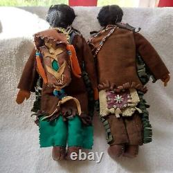 Native American Indian, family, Leather, beads, 12 with Papoose, leather faces