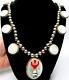 Native American Inlaid Mother of Pearl Silver Beaded Vintage Necklace