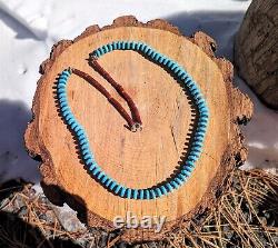 Native American Jewelry Discs Turquoise & Heishi Beads Necklace Handmade