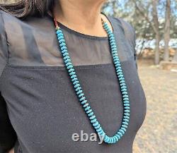 Native American Jewelry Discs Turquoise & Heishi Beads Necklace Handmade