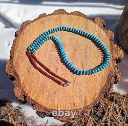 Native American Jewelry Discs Turquoise & Heishi Beads Necklace Handmade