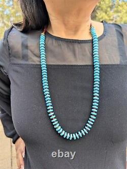 Native American Jewelry Discs Turquoise & Heishi Beads Necklace Handmade