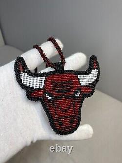 Native American Jewelry Handmade Beaded Chicago Bulls Medallion Basketball Art