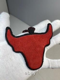 Native American Jewelry Handmade Beaded Chicago Bulls Medallion Basketball Art