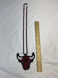 Native American Jewelry Handmade Beaded Chicago Bulls Medallion Basketball Art