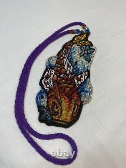 Native American Jewelry Handmade Beaded Koi Fish Medallion Artwork Beadwork