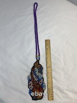 Native American Jewelry Handmade Beaded Koi Fish Medallion Artwork Beadwork