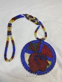 Native American Jewelry Handmade Beaded Rosette Medallion MMIW Artwork Beadwork