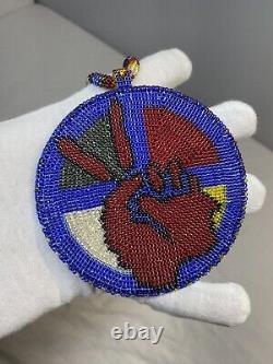 Native American Jewelry Handmade Beaded Rosette Medallion MMIW Artwork Beadwork