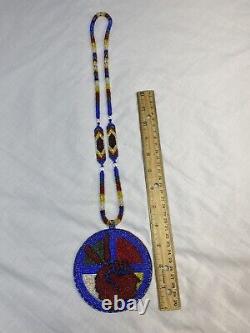 Native American Jewelry Handmade Beaded Rosette Medallion MMIW Artwork Beadwork